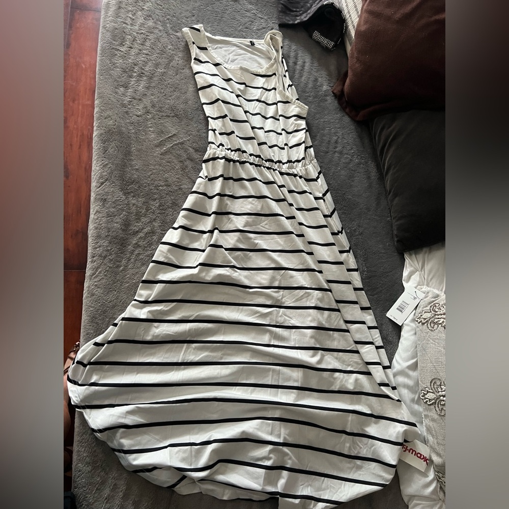 Elegant Striped Black and White Dress